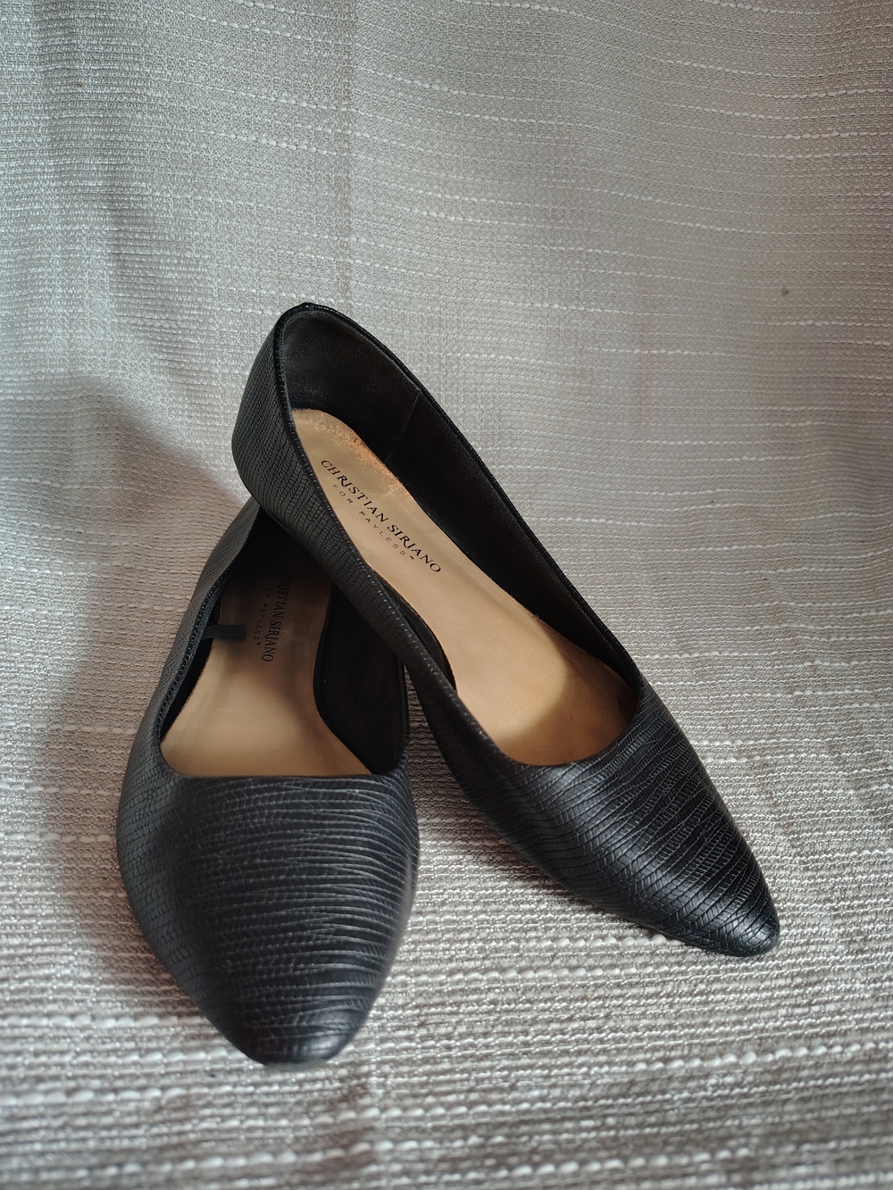 Christian Siriano for Payless Black Faux Lizard Pointed Toe Flats Size 7.5